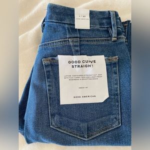 Good American Curve Straight Leg Jean with raw hem